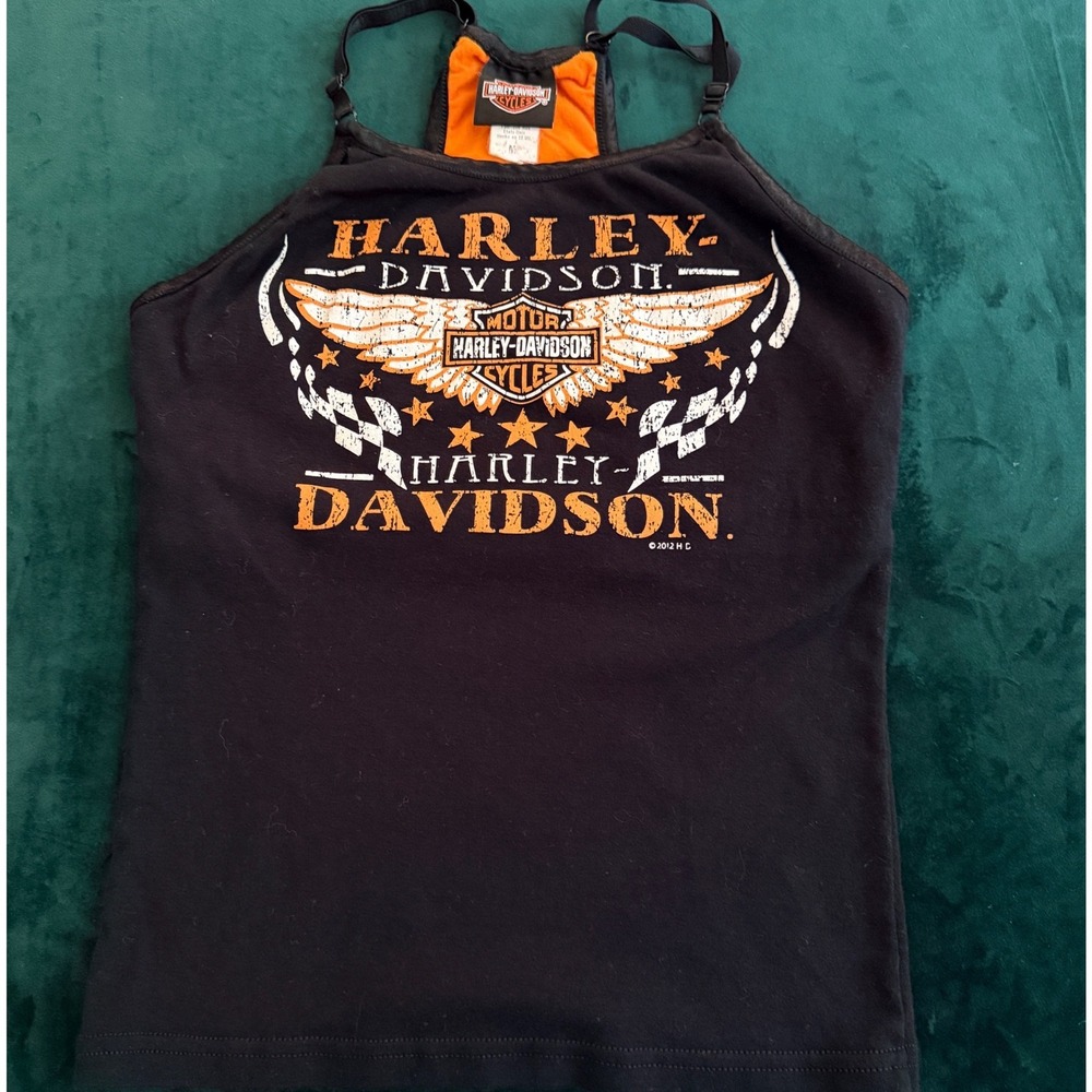 Harley-Davidson Womens Tank Top M Black Augusta GA Shelf Bra Cotton USA 2012